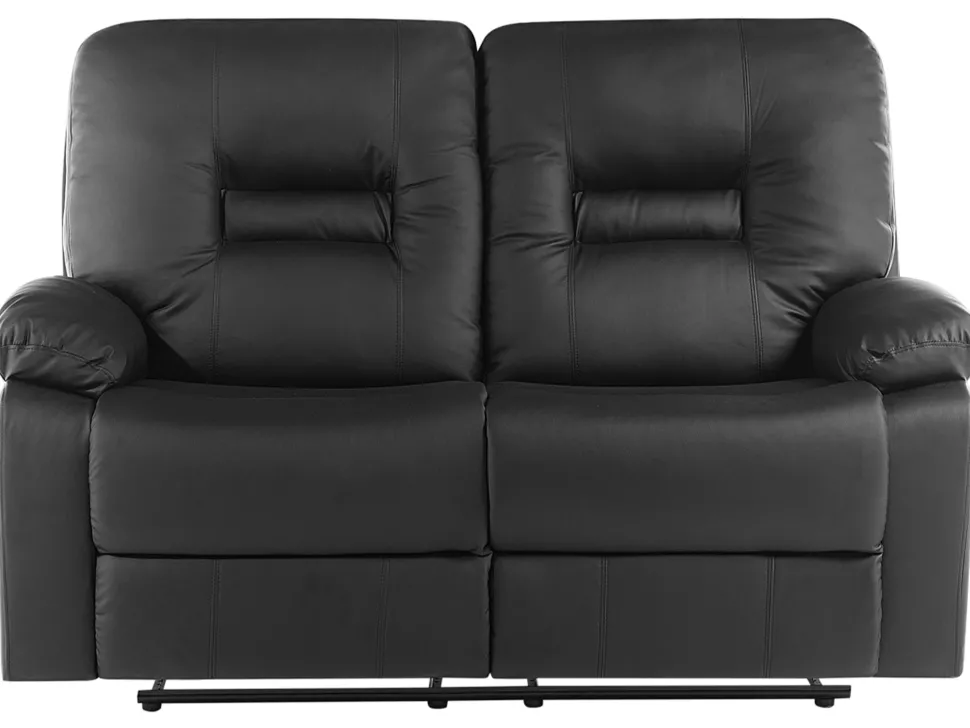 Faux Leather Manual Recliner Living Room Set Black Bergen