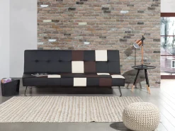 Faux Leather Sofa Bed Black Olsker