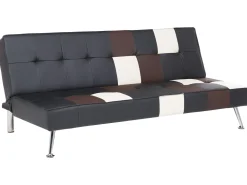 Faux Leather Sofa Bed Black Olsker