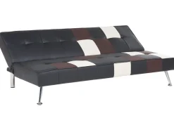 Faux Leather Sofa Bed Black Olsker