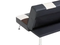 Faux Leather Sofa Bed Black Olsker