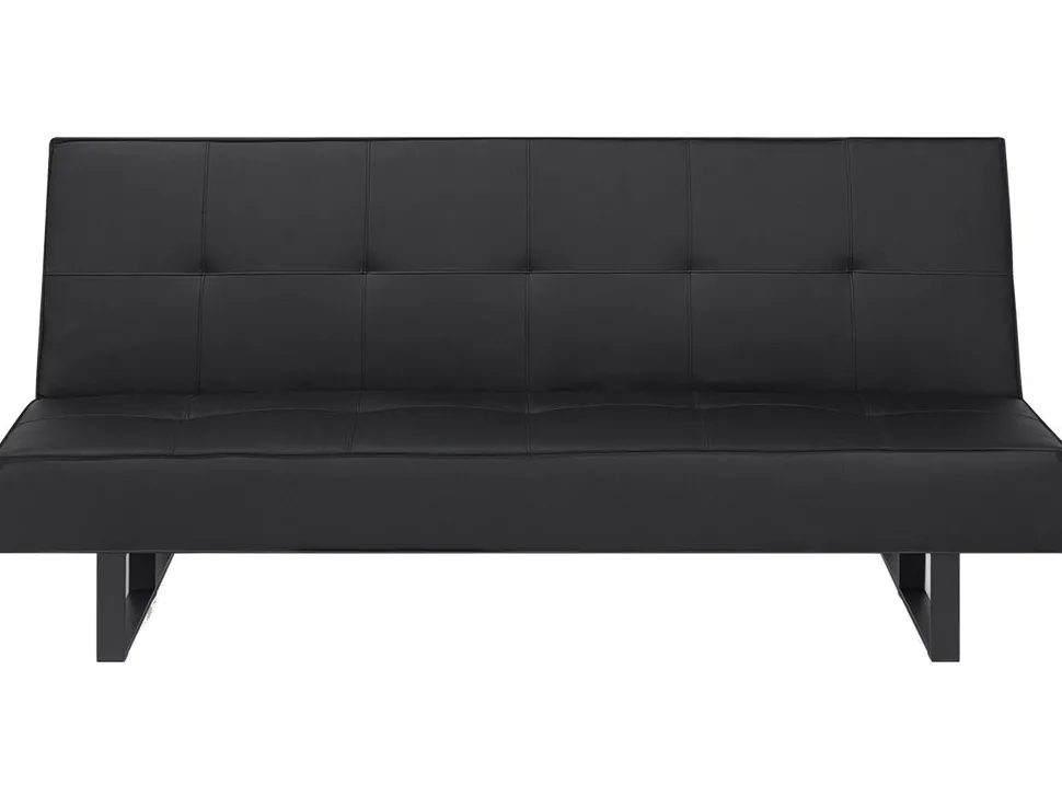 Faux Leather Sofa Bed Black Derby