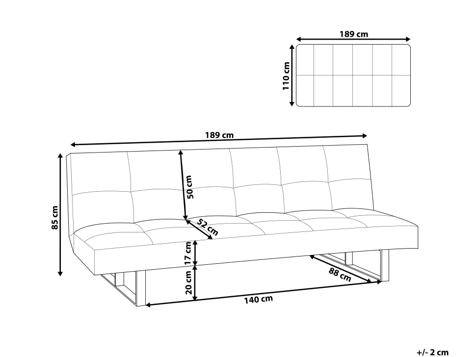 Faux Leather Sofa Bed Black Derby