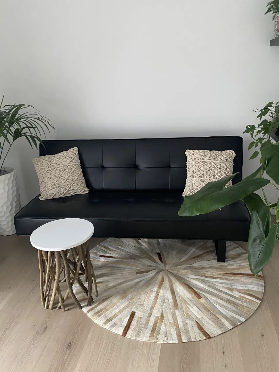 Faux Leather Sofa Bed Black Derby