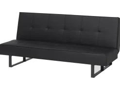 Faux Leather Sofa Bed Black Derby