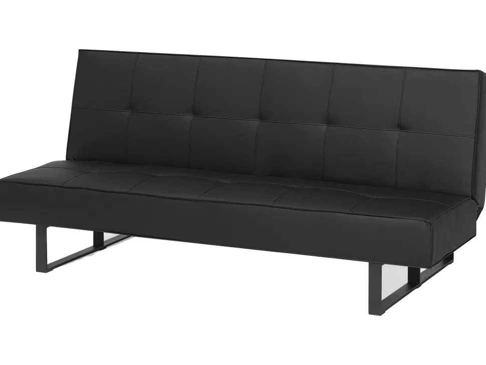Faux Leather Sofa Bed Black Derby