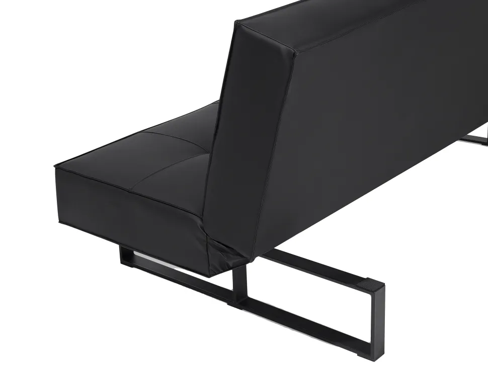 Faux Leather Sofa Bed Black Derby