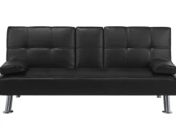 Faux Leather Sofa Bed Black Roxen
