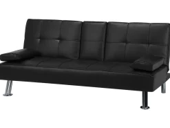 Faux Leather Sofa Bed Black Roxen