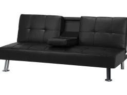 Faux Leather Sofa Bed Black Roxen