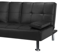 Faux Leather Sofa Bed Black Roxen