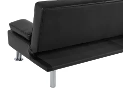 Faux Leather Sofa Bed Black Roxen