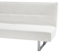 Faux Leather Sofa Bed White Derby