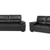 Faux Leather Sofa Set Black Vogar