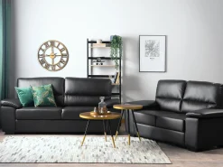 Faux Leather Sofa Set Black Vogar