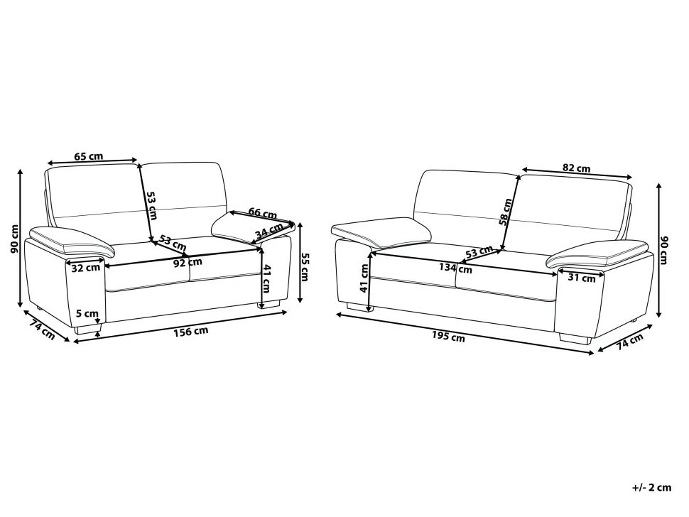 Faux Leather Sofa Set Black Vogar
