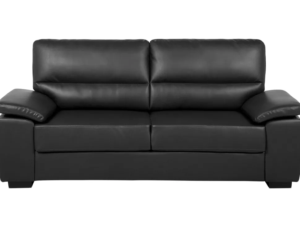 Faux Leather Sofa Set Black Vogar