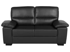 Faux Leather Sofa Set Black Vogar