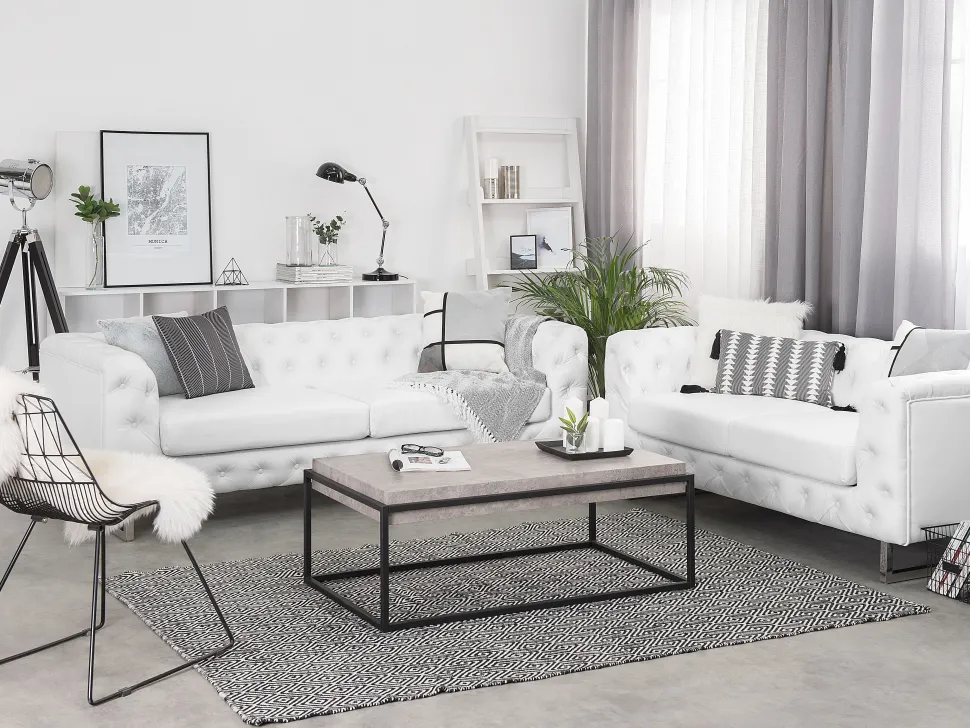 Faux Leather Sofa Set White Vissland