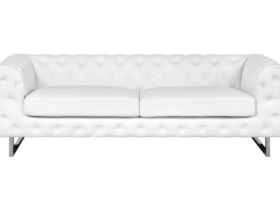 Faux Leather Sofa Set White Vissland