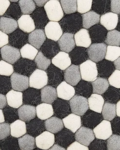 Filzkugelteppich Wolle Mehrfarbig O 140 Cm Abstarktes Muster Kurzflor Penek
