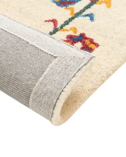 Gabbeh Teppich Wolle Beige 160 X 230 Cm Blumenmuster Hochflor Husunlu