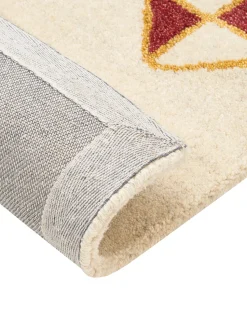 Gabbeh Teppich Wolle Beige 160 X 230 Cm Geometrisches Muster Hochflor Misinli