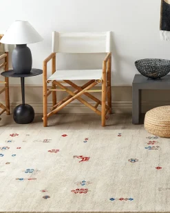 Gabbeh Teppich Wolle Beige 160 X 230 Cm Blumenmuster Hochflor Suluca