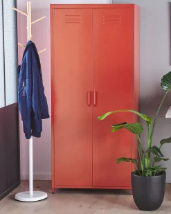 Garderobenschrank Stahl Rot Matt 4 Facher Varna