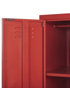 Garderobenschrank Stahl Rot Matt 4 Facher Varna
