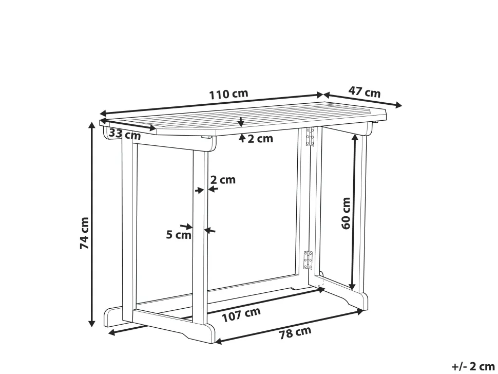 Garten Beistelltisch Akazienholz Hellbraun 110 X 47 Cm Klappbar Treia