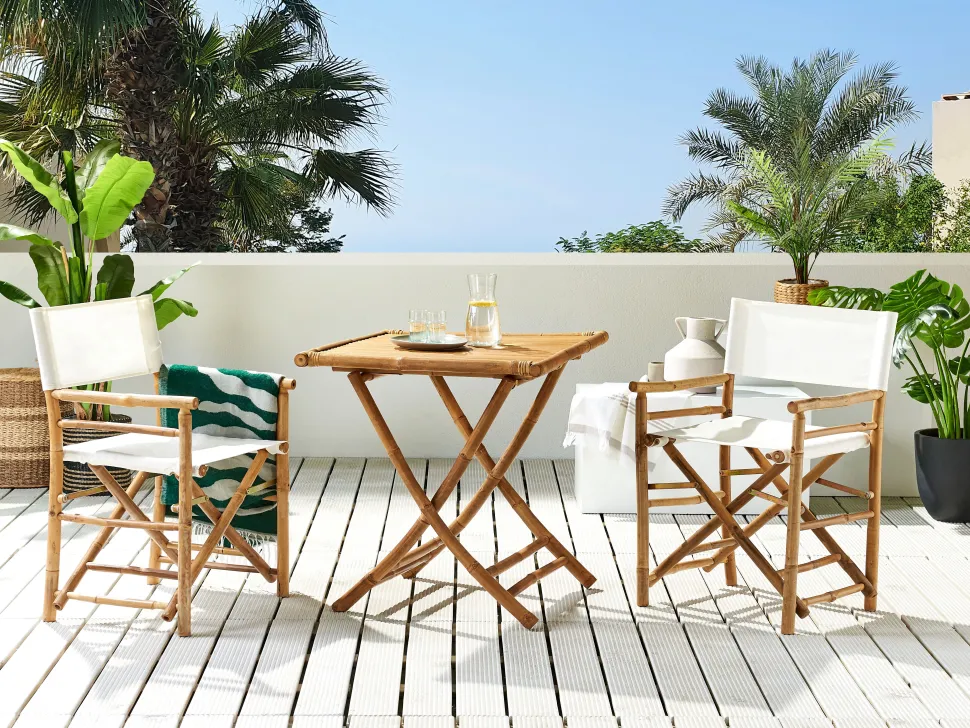 Garten Beistelltisch Bambusholz 70 X 70 Cm Klappbar Molise