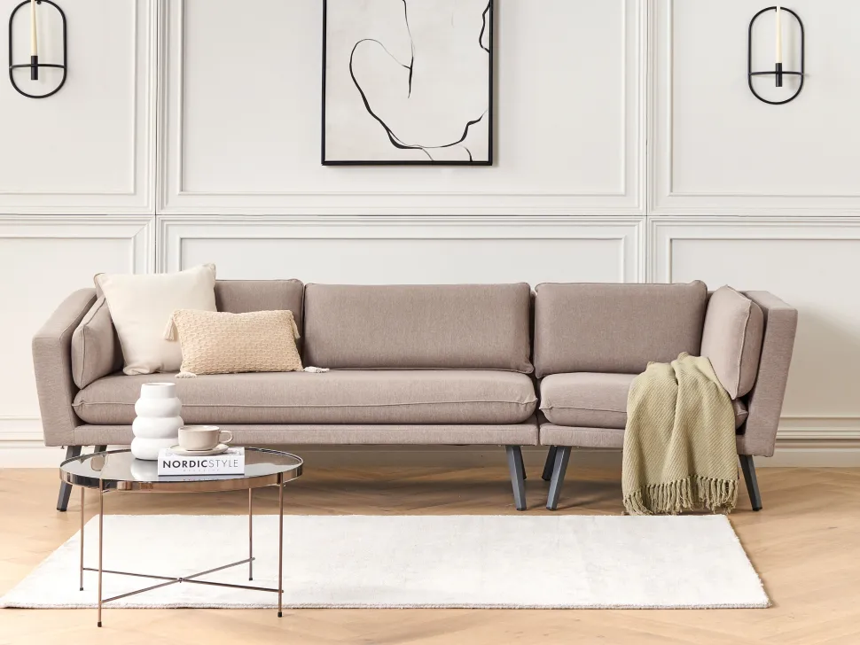 Garten Ecksofa Rechte Seite Beige 3-Sitzer Modular Loretello
