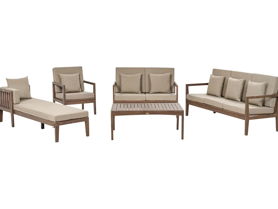 Garten Lounge-Set Zertifiziertes Akazienholz Dunkel 7 Sitzer Pataja