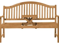 Gartenbank Akazienholz Hellbraun 150 Cm Aufklappbarer Abstelltisch Hilo