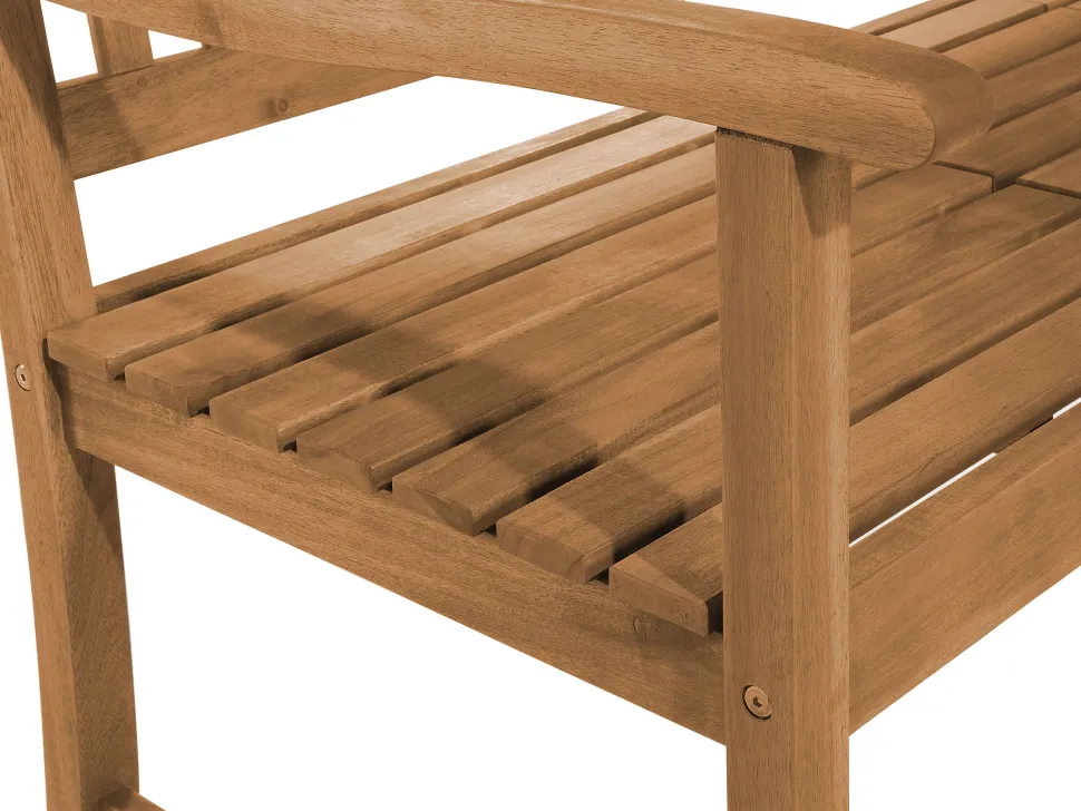 Gartenbank Akazienholz Hellbraun 150 Cm Aufklappbarer Abstelltisch Hilo