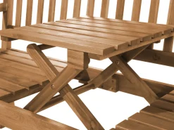 Gartenbank Akazienholz Hellbraun 150 Cm Aufklappbarer Abstelltisch Hilo