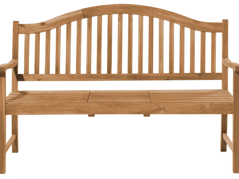 Gartenbank Akazienholz Hellbraun 150 Cm Aufklappbarer Abstelltisch Hilo