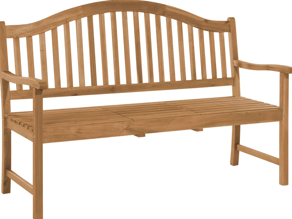 Gartenbank Akazienholz Hellbraun 150 Cm Aufklappbarer Abstelltisch Hilo