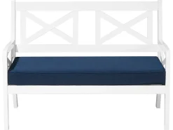 Gartenbank Akazienholz Weis 120 Cm Auflage Marineblau Baltic