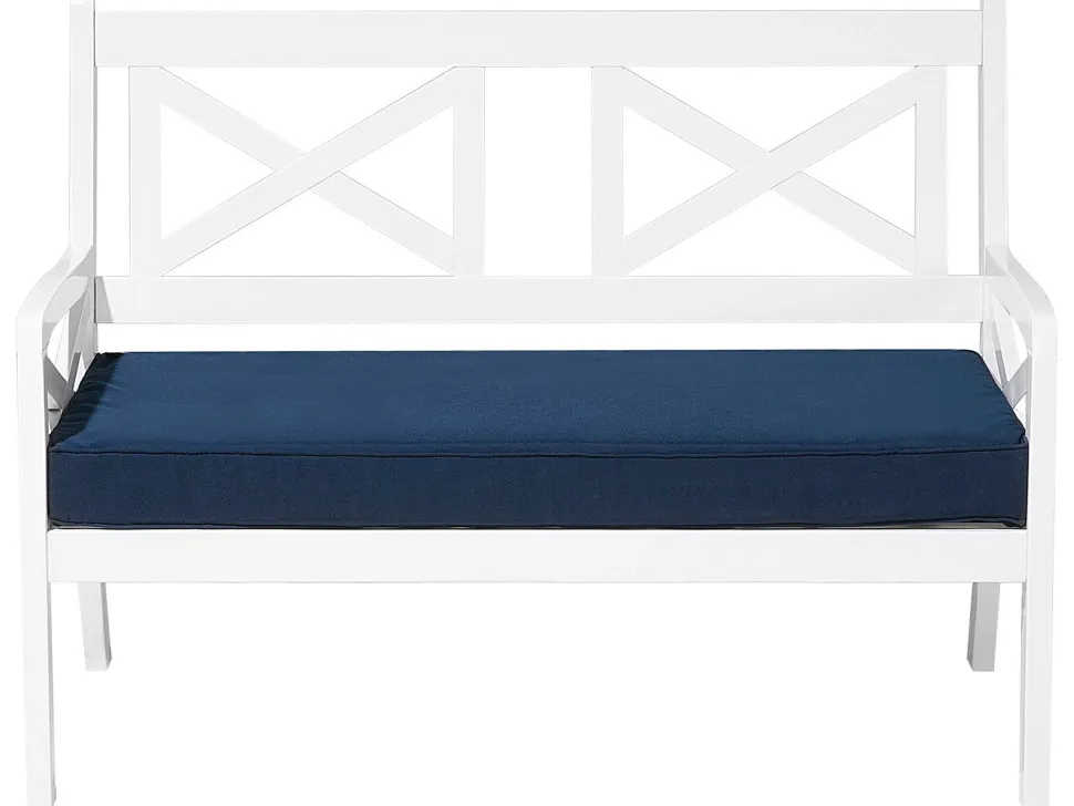 Gartenbank Akazienholz Weis 120 Cm Auflage Marineblau Baltic