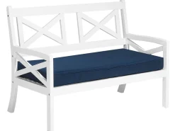 Gartenbank Akazienholz Weis 120 Cm Auflage Marineblau Baltic