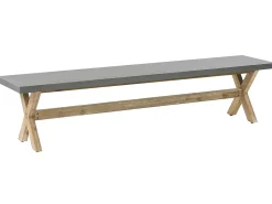 Gartenbank Faserzement / Akazienholz Grau / Heller Holzfarbton 200 Cm Olbia