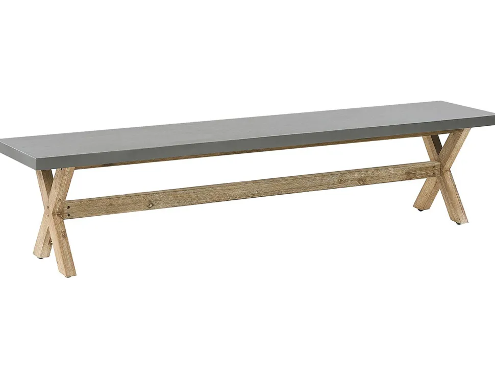 Gartenbank Faserzement / Akazienholz Grau / Heller Holzfarbton 200 Cm Olbia