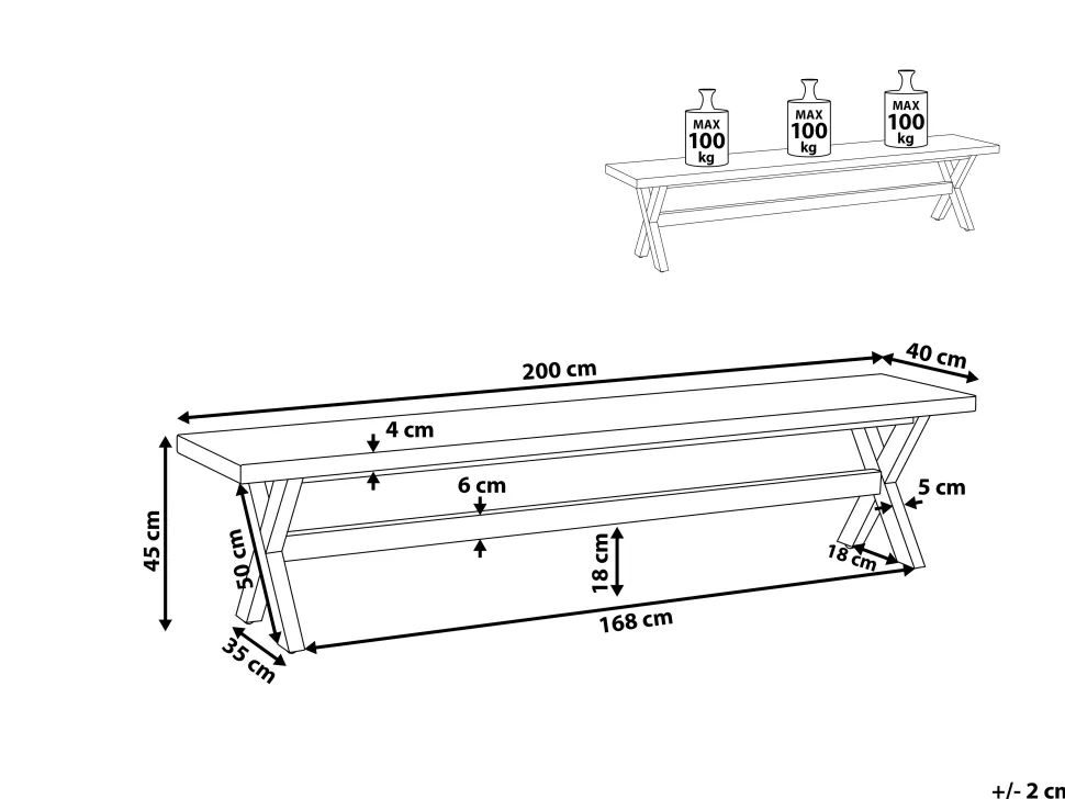 Gartenbank Faserzement / Akazienholz Grau / Heller Holzfarbton 200 Cm Olbia