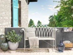 Gartenbank Metall Weis 130 Cm Milazzo
