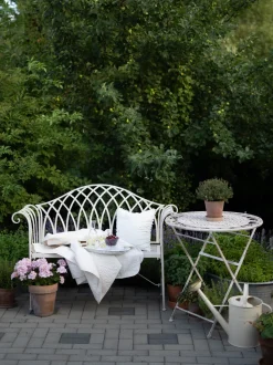 Gartenbank Metall Weis 130 Cm Milazzo