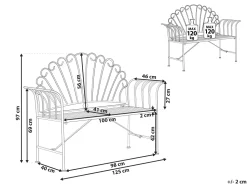 Gartenbank Rosa Metall 2-Sitzer 125 Cm Cavinia