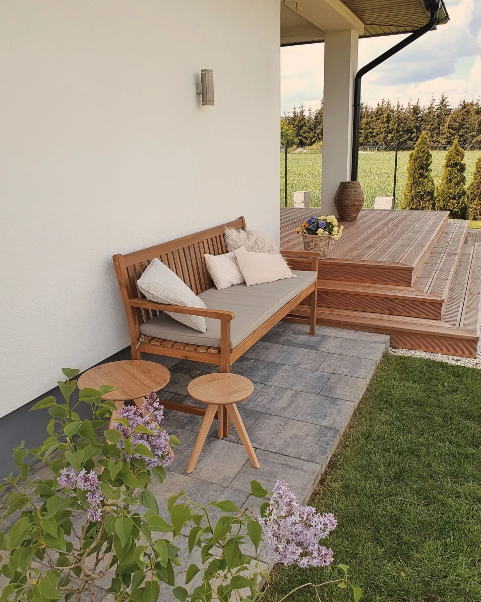 Gartenbank Zertifiziertes Holz Hellbraun 160 Cm Auflage Taupe Vivara