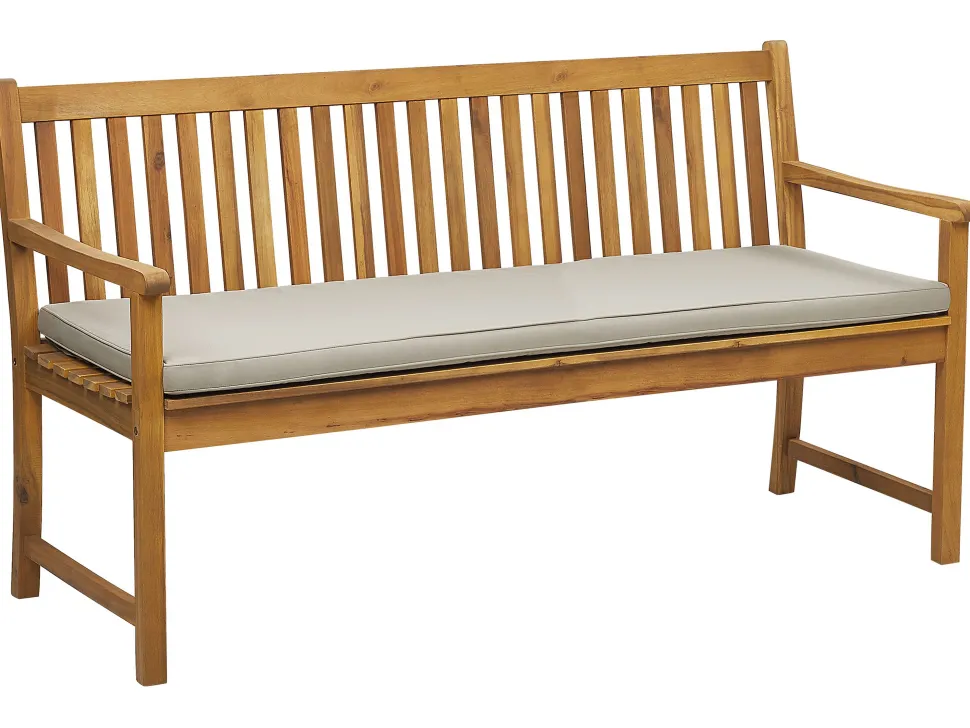 Gartenbank Zertifiziertes Holz Hellbraun 160 Cm Auflage Taupe Vivara